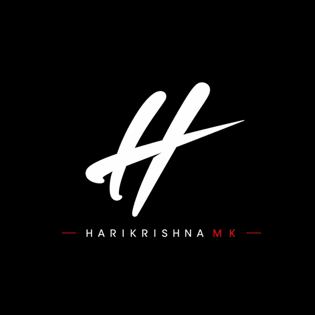 Harikrishna M K personal logo featuring a modern minimalist "H" monogram, representing the best digital marketing expert in Palakkad and a professional brand identity.